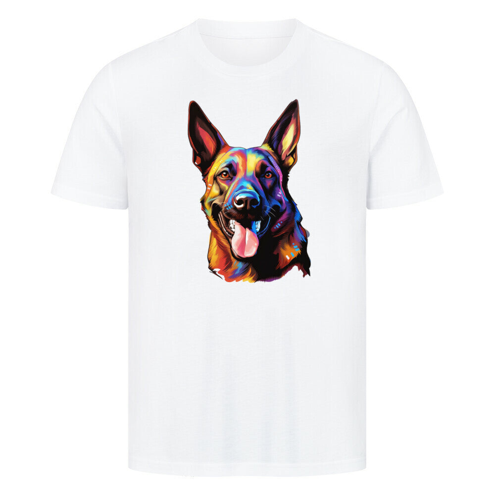 Premium T-Shirt "Malinois - Paint" Weiß – hunde-shirt.de