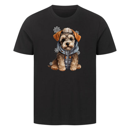 Premium T-Shirt "Zwergschnauzer Winterbub" Schwarz – hunde-shirt.de
