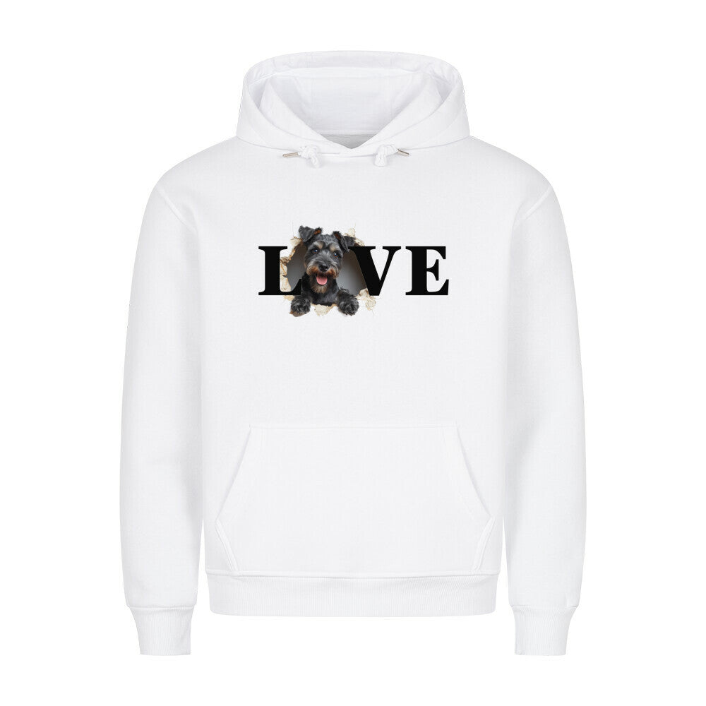Premium Hoodie "Zwergschnauzer LOVE" Weiß – hunde-shirt.de