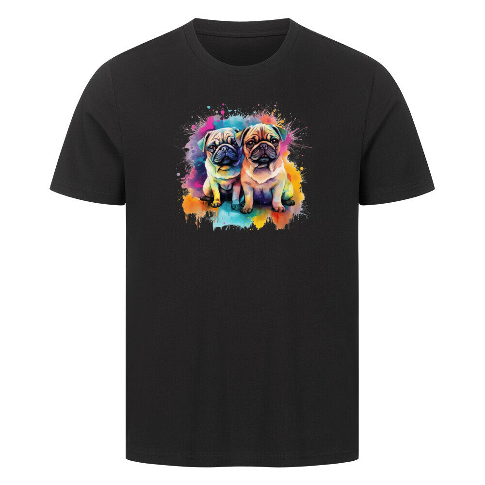 Premium T-Shirt "Mops - Duo" Schwarz – hunde-shirt.de
