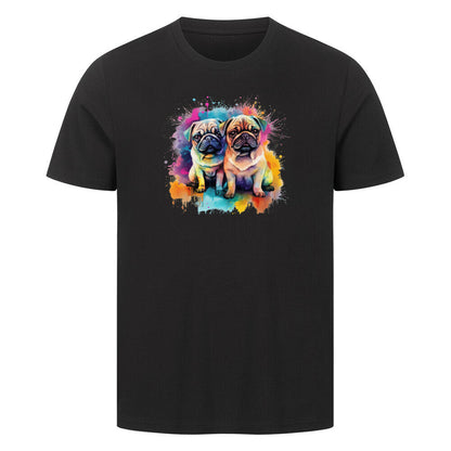 Premium T-Shirt "Mops - Duo" Schwarz – hunde-shirt.de