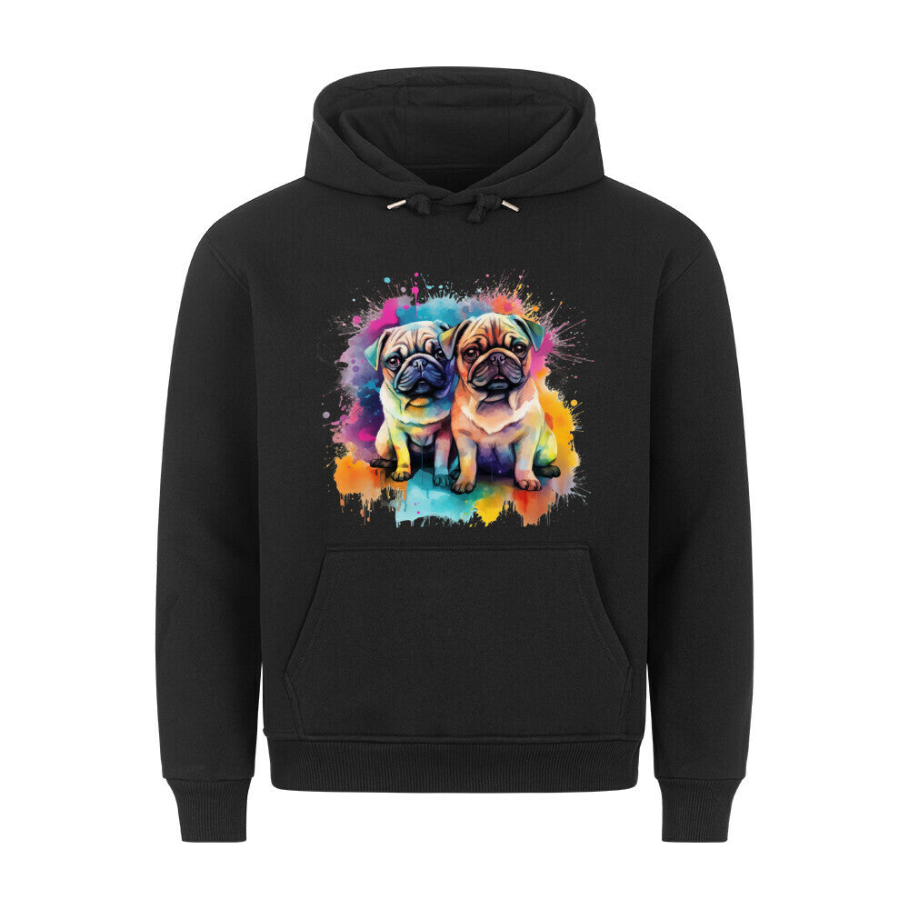 Premium Hoodie "Mops - Duo" Schwarz – hunde-shirt.de