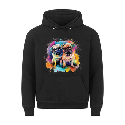 Premium Hoodie "Mops - Duo" Schwarz – hunde-shirt.de