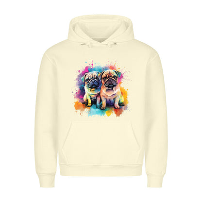 Premium Hoodie "Mops - Duo" Beige – hunde-shirt.de