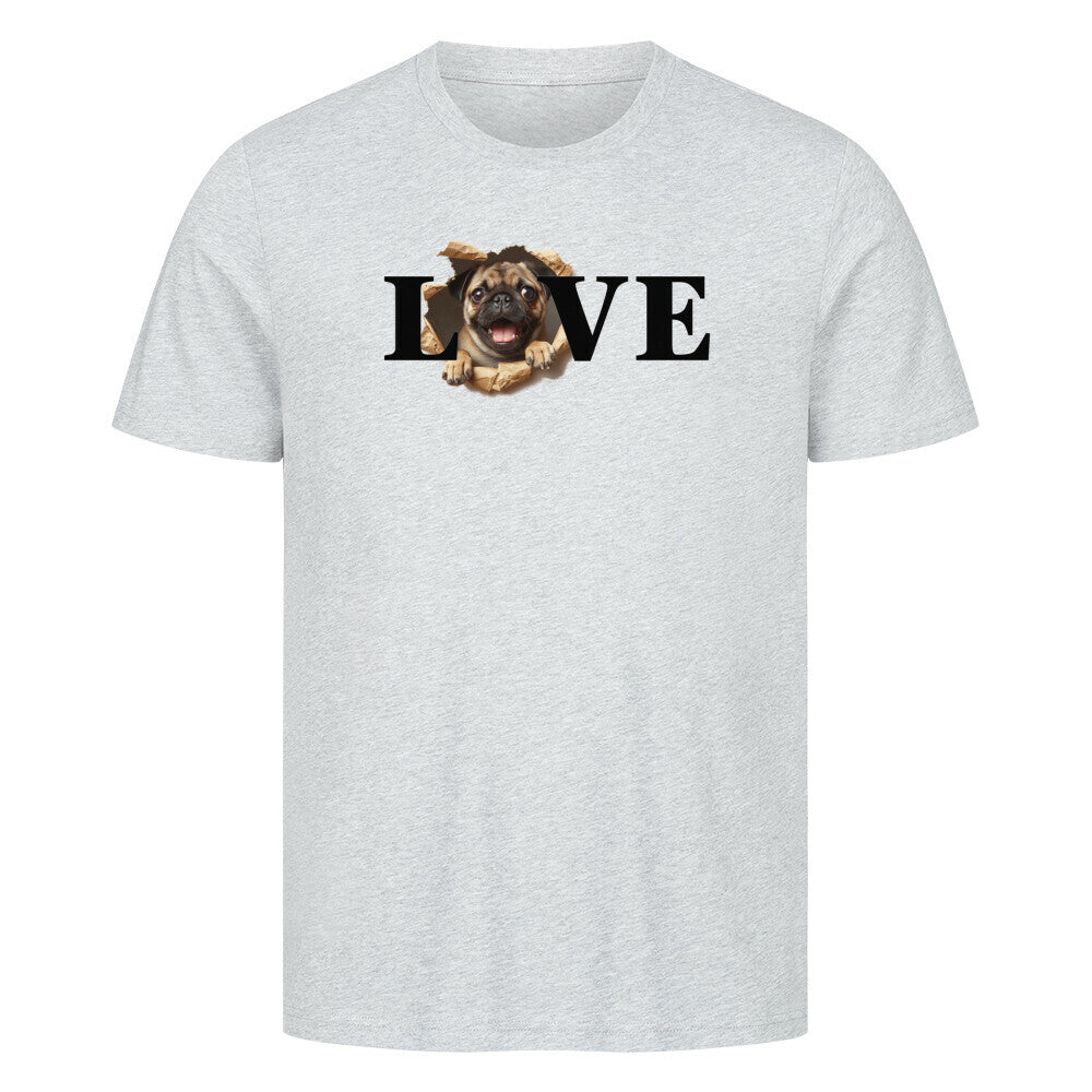 Premium T-Shirt "Mops - LOVE" Heather Grey – hunde-shirt.de