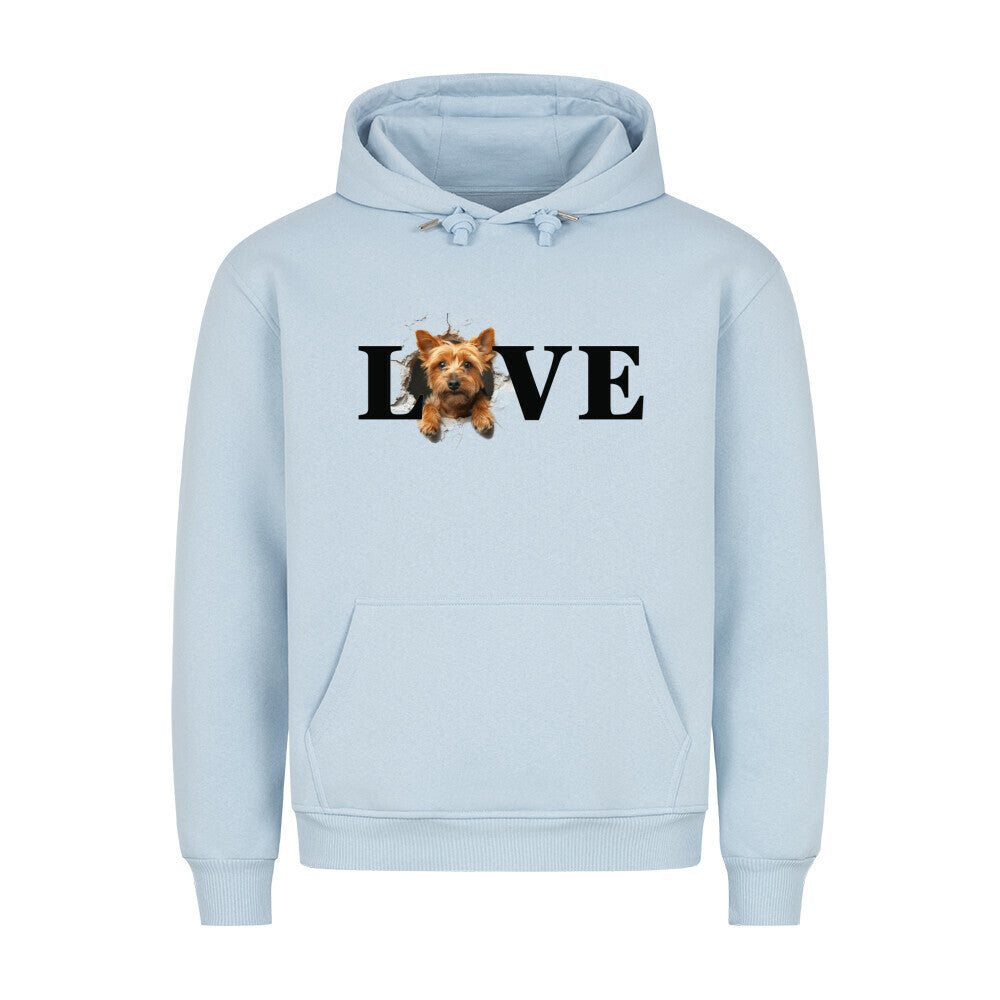 Premium Hoodie "Norwich Terrier - LOVE" Babyblau – hunde-shirt.de