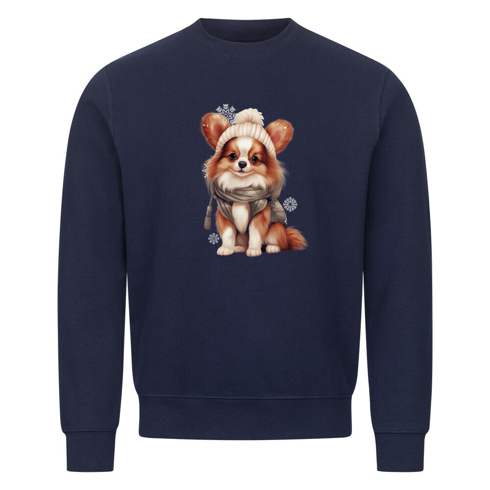 Premium Sweatshirt "Papillon -Winter" Navy Blue – hunde-shirt.de