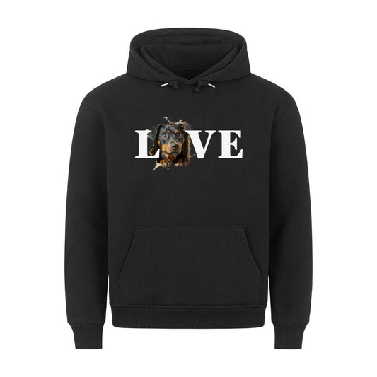Premium Hoodie "Zwergpinscher - LOVE" Schwarz – hunde-shirt.de