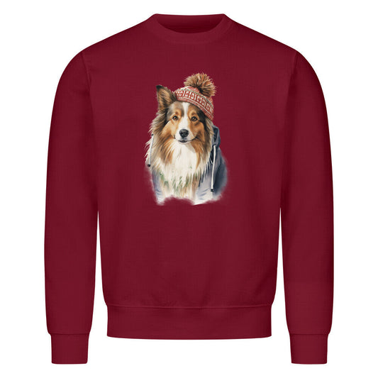 Premium Sweatshirt "Sheltie - Frost" Burgunder – hunde-shirt.de