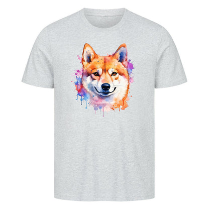 Premium T-Shirt "Shiba Inu - Paint"" Heather Grey – hunde-shirt.de