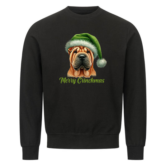 Premium Sweatshirt "Shar Pei - Merry Grinchmas" Schwarz – hunde-shirt.de