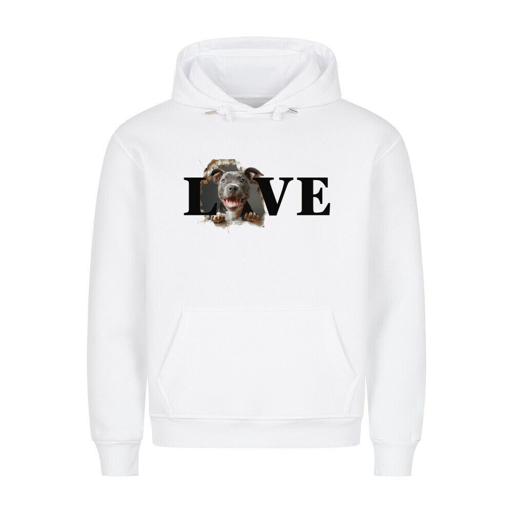 Premium Hoodie "Pit Bull - LOVE" Weiß – hunde-shirt.de