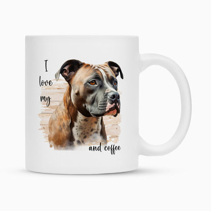Tasse "Staffordshire Bull Terrier braun - I love..." Weiß – hunde-shirt.de