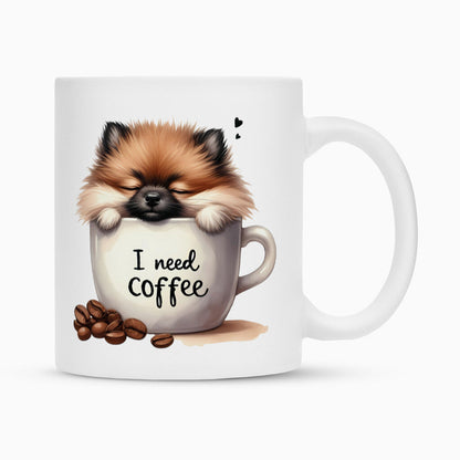 Tasse "Wolfsspitz - I need coffee" Weiß – hunde-shirt.de