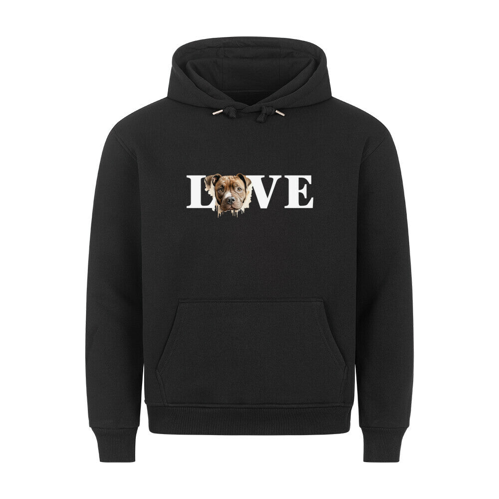 Premium Hoodie "Staffordshire Terrier - LOVE" Schwarz – hunde-shirt.de