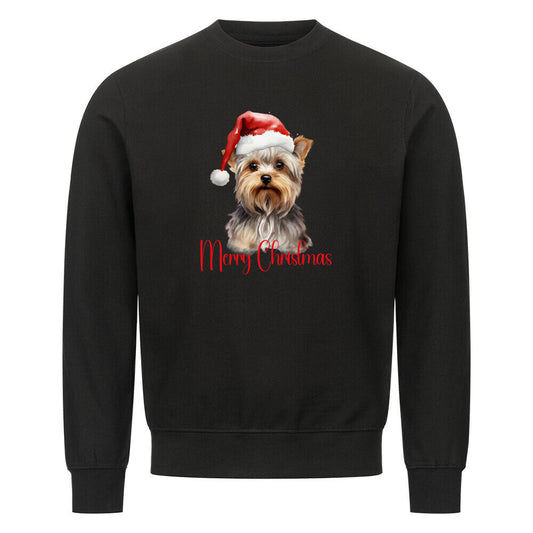 Premium Sweatshirt "Yorkshire Terrier - Merry Christmas" Schwarz – hunde-shirt.de