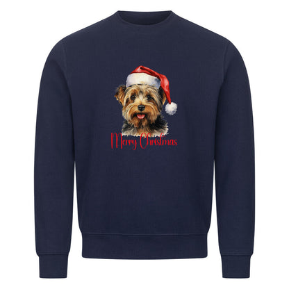 Premium Sweatshirt "Yorkie - Merry Christmas 2" Navy Blue – hunde-shirt.de