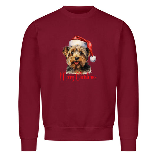 Premium Sweatshirt "Yorkie - Merry Christmas 2" Burgunder – hunde-shirt.de