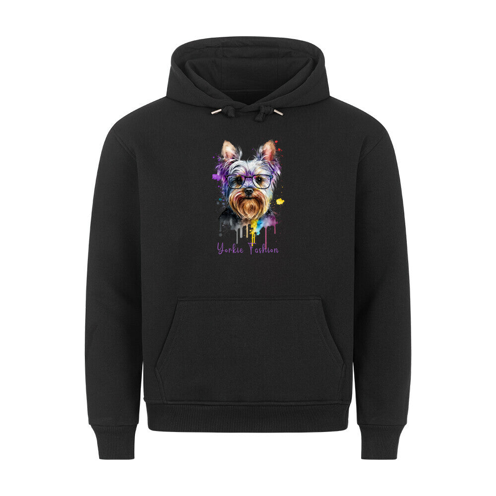 Premium Hoodie "Yorkie Fashion" Schwarz – hunde-shirt.de