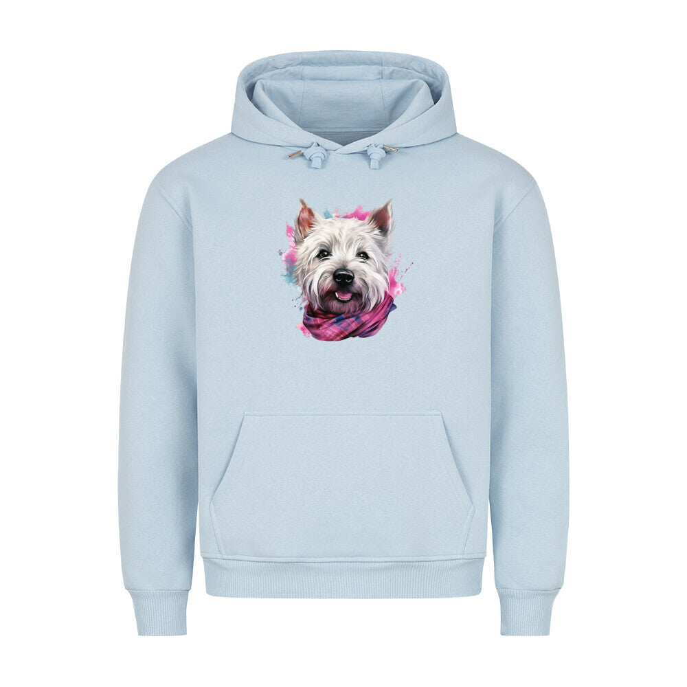 Premium Hoodie "Westie - Wintermädchen" Babyblau – hunde-shirt.de