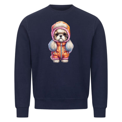 Premium Sweatshirt "Tibet Spaniel - Winter" Navy Blue – hunde-shirt.de