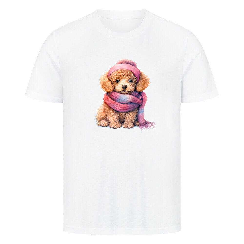 Premium T-Shirt "Zwergpudel - Wintermädchen" Weiß – hunde-shirt.de