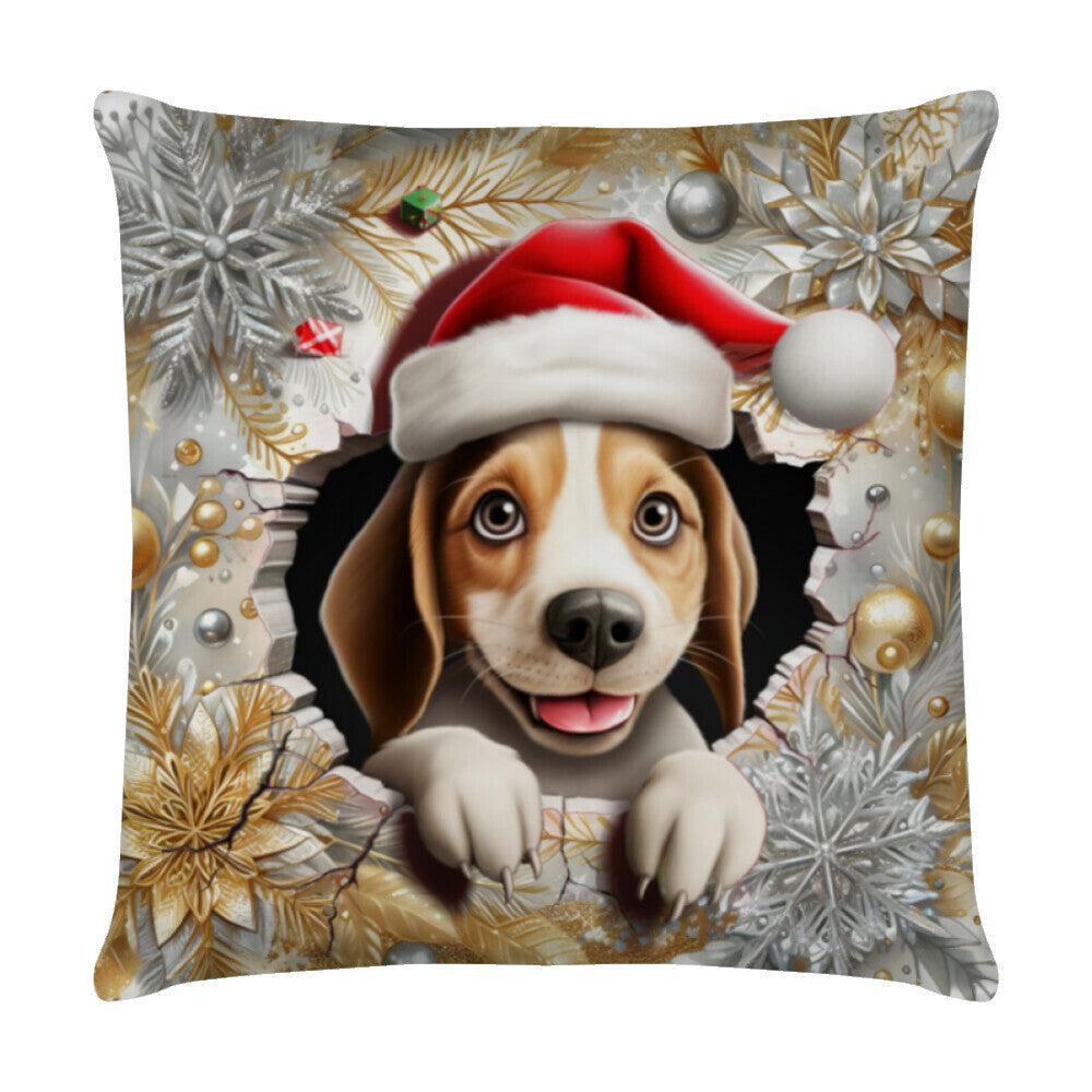 Kissen "Beagle - Weihnachten" Weiß – hunde-shirt.de
