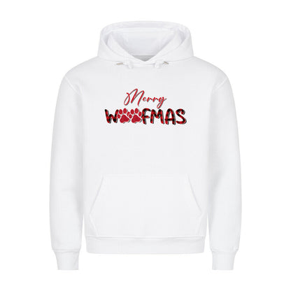 Premium Hoodie "Merry Woofmas" Weiß – hunde-shirt.de