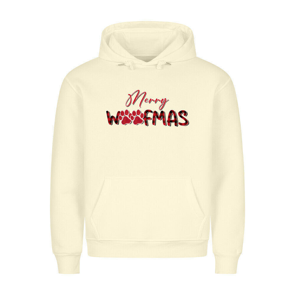 Premium Hoodie "Merry Woofmas" Beige – hunde-shirt.de