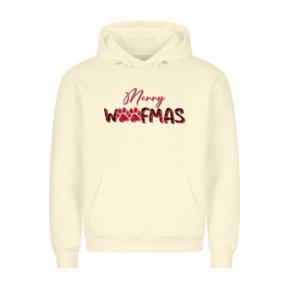 Premium Hoodie "Merry Woofmas" Beige – hunde-shirt.de