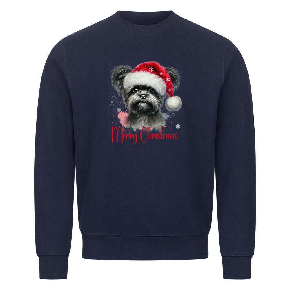 Premium Sweatshirt "Affenpinscher - Merry Christmas" Navy Blue – hunde-shirt.de