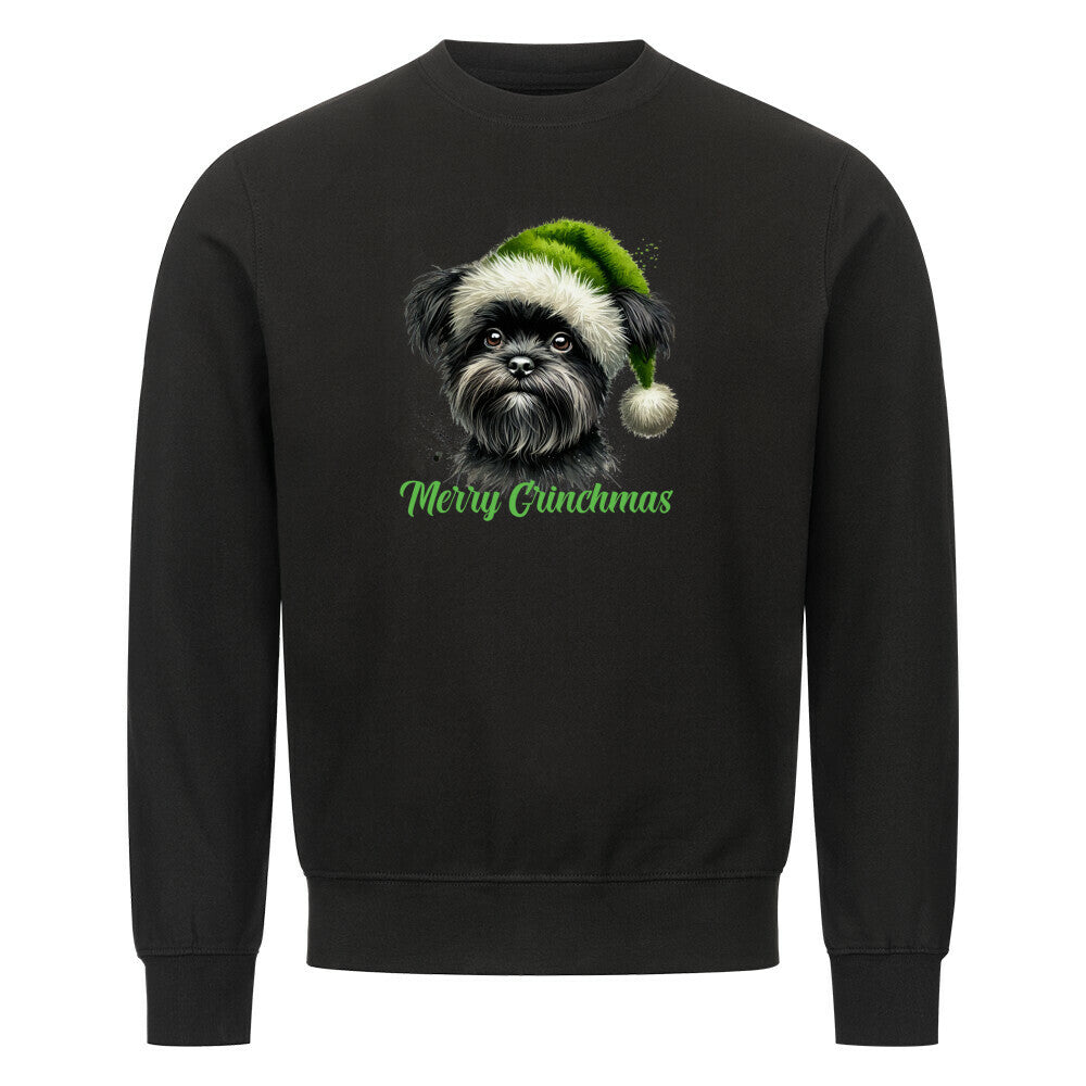 Premium Sweatshirt "Affenpinscher - Merry Grinchmas" Schwarz – hunde-shirt.de