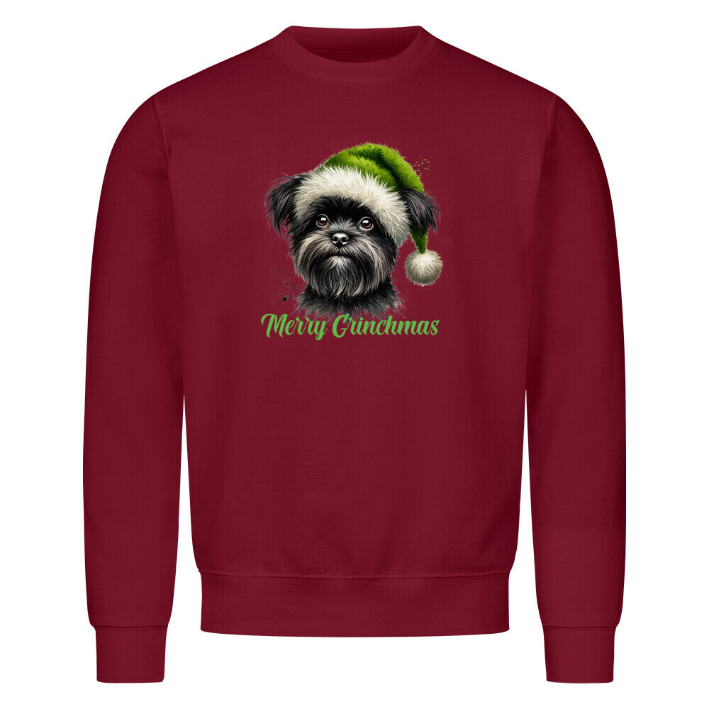 Premium Sweatshirt "Affenpinscher - Merry Grinchmas" Burgunder – hunde-shirt.de