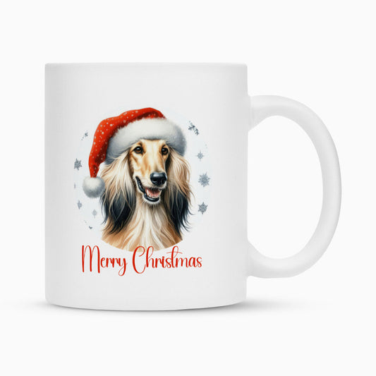 Tasse "Afghanischer Windhund - Merry Christmas" Weiß – hunde-shirt.de