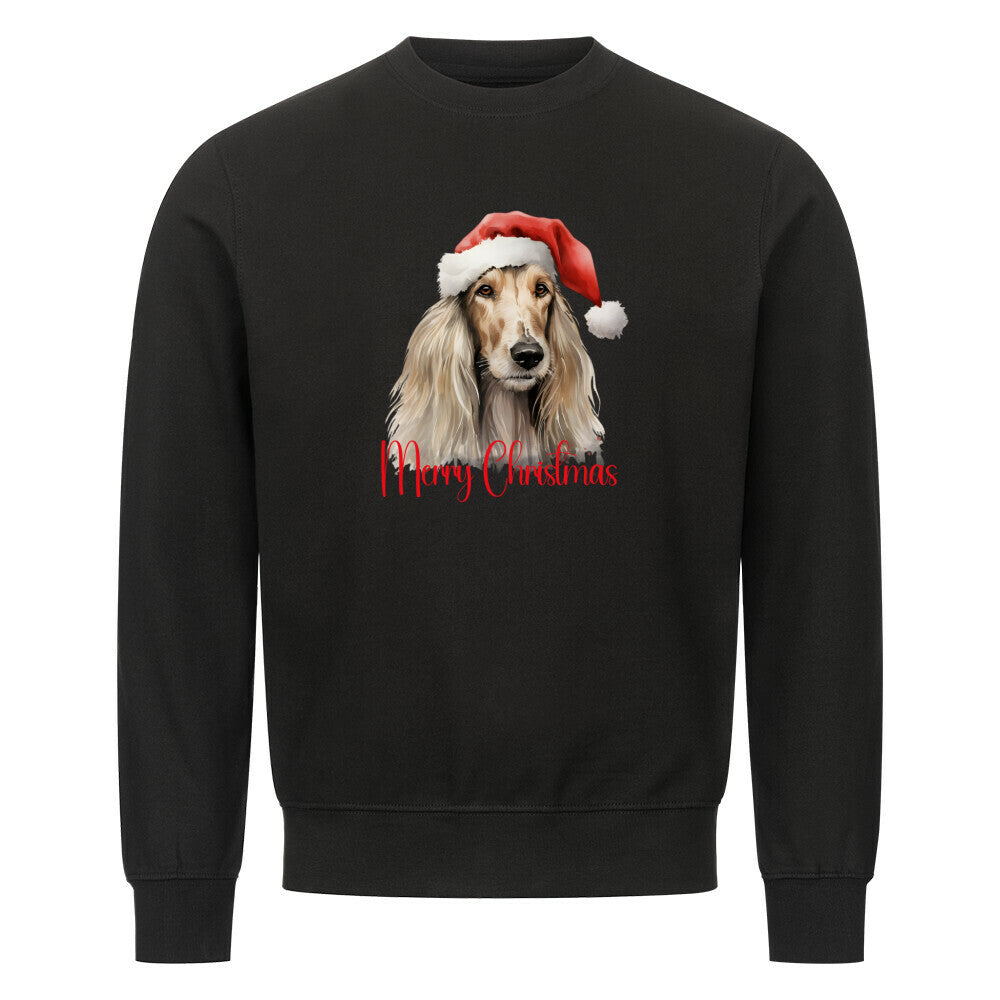 Premium Sweatshirt "Afghanischer Windhund - Merry Christmas" Schwarz – hunde-shirt.de