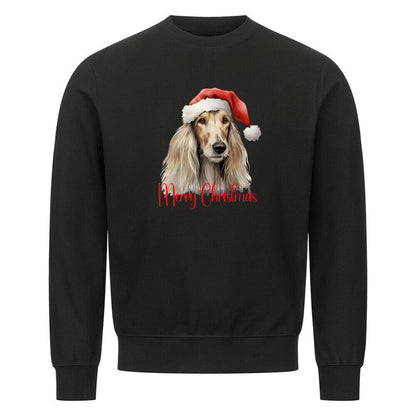 Premium Sweatshirt "Afghanischer Windhund - Merry Christmas" Schwarz – hunde-shirt.de