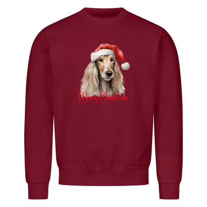 Premium Sweatshirt "Afghanischer Windhund - Merry Christmas" Burgunder – hunde-shirt.de
