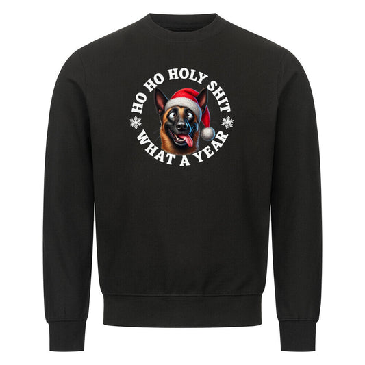 Premium Sweatshirt "Malinois - HO HO..." Schwarz – hunde-shirt.de