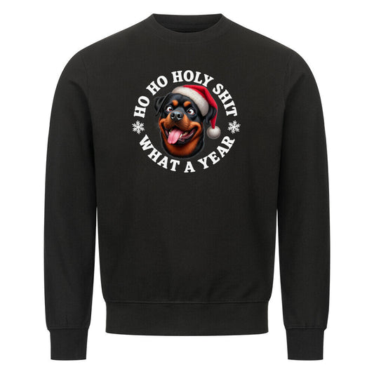 Premium Sweatshirt "Rottweiler - HO HO..." Schwarz – hunde-shirt.de