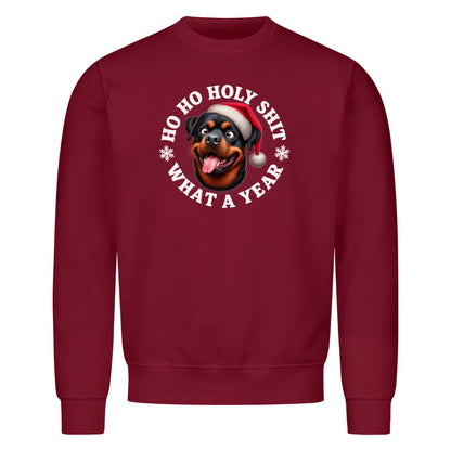 Premium Sweatshirt "Rottweiler - HO HO..." Burgunder – hunde-shirt.de