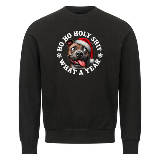 Premium Sweatshirt "Pit Bull - HO HO..." Schwarz – hunde-shirt.de