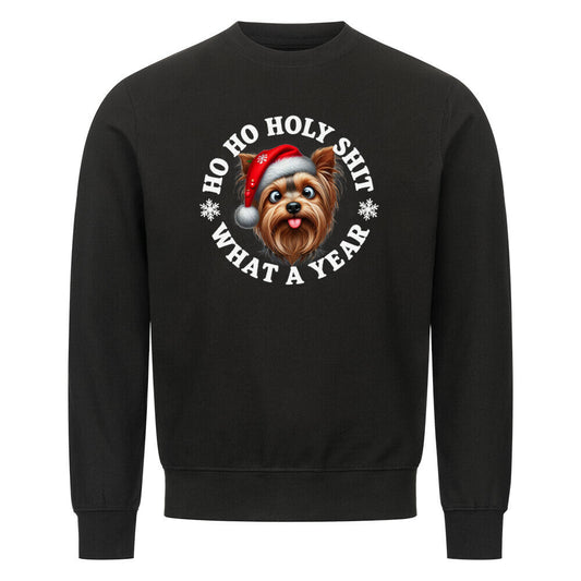Premium Sweatshirt "Yorkshire Terrier - HO HO..." Schwarz – hunde-shirt.de