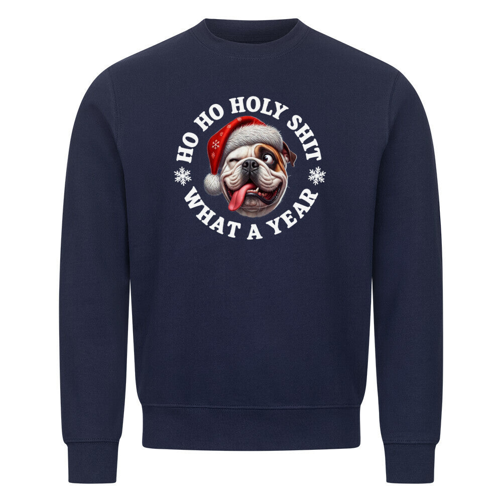Premium Sweatshirt "American Bulldog - HO HO..." Navy Blue – hunde-shirt.de