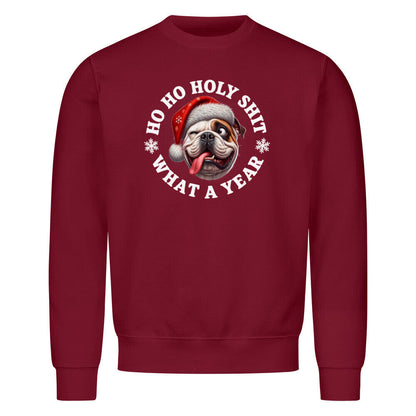 Premium Sweatshirt "American Bulldog - HO HO..." Burgunder – hunde-shirt.de