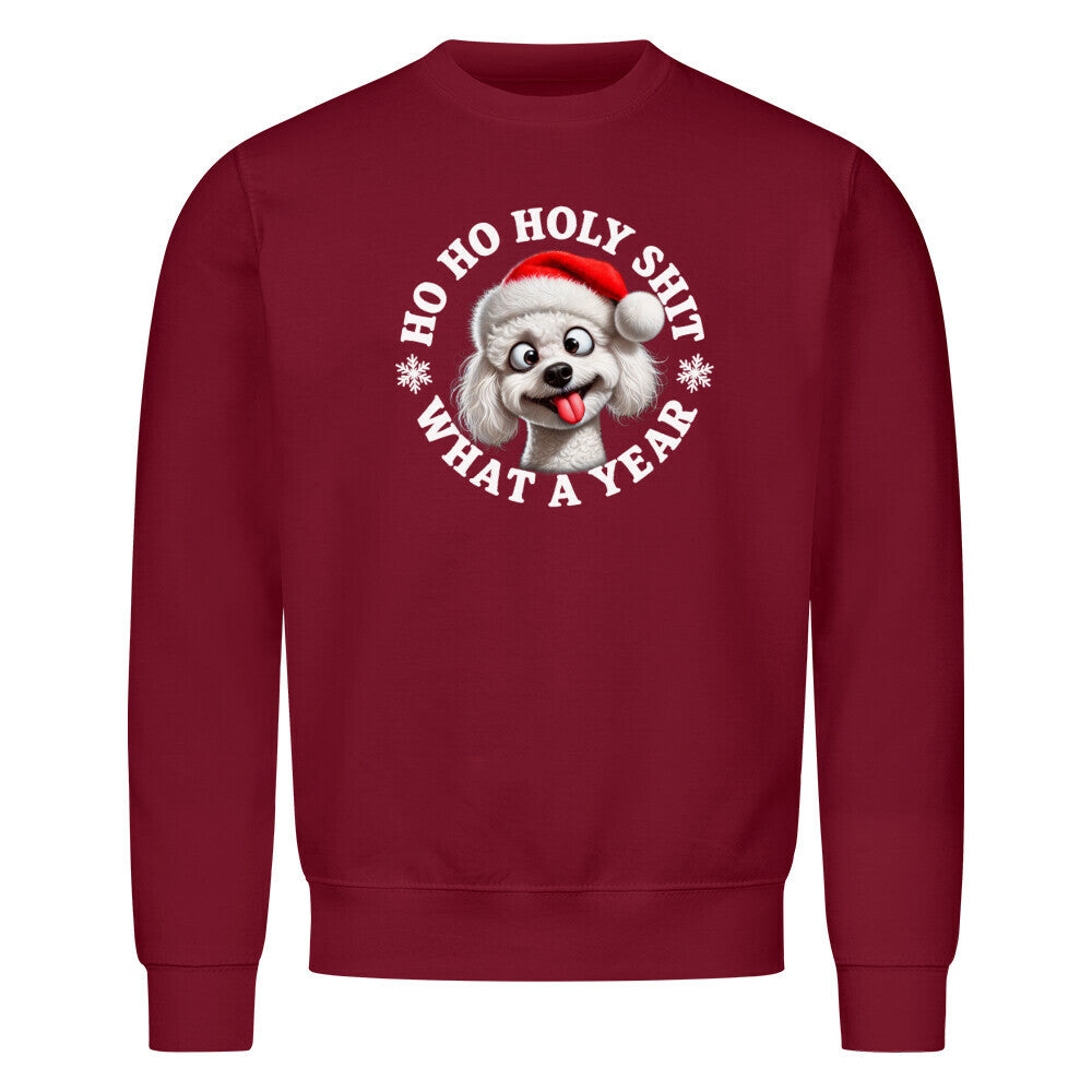 Premium Sweatshirt "Bichon Frisé - HO HO..." Burgunder – hunde-shirt.de