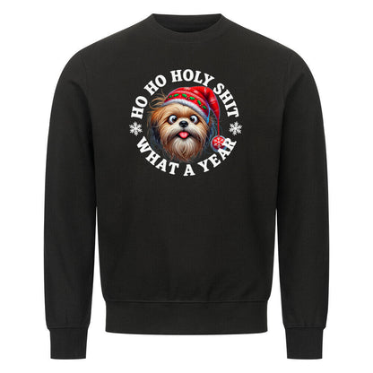 Premium Sweatshirt "Lhasa Apso - HO HO..." Schwarz – hunde-shirt.de
