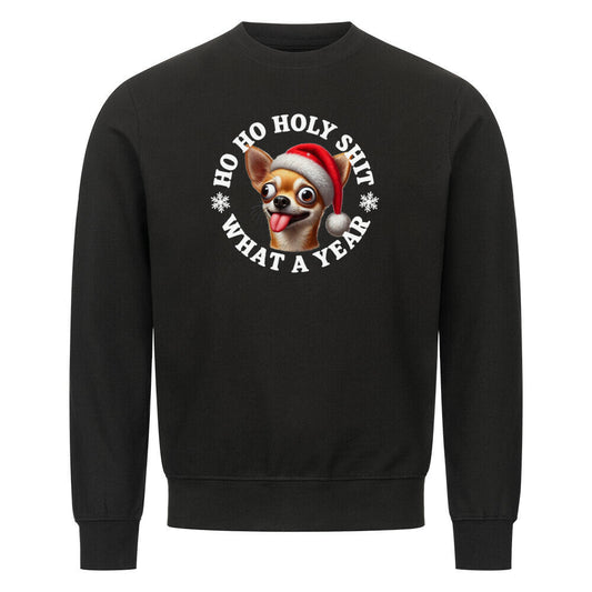 Premium Sweatshirt "Chihuahua - HO HO..." Schwarz – hunde-shirt.de
