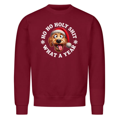 Premium Sweatshirt "Golden Doodle - HO HO..." Burgunder – hunde-shirt.de