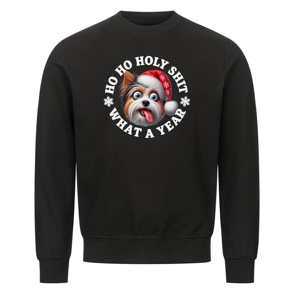 Premium Sweatshirt "Biewer Terrier - HO HO..." Schwarz – hunde-shirt.de