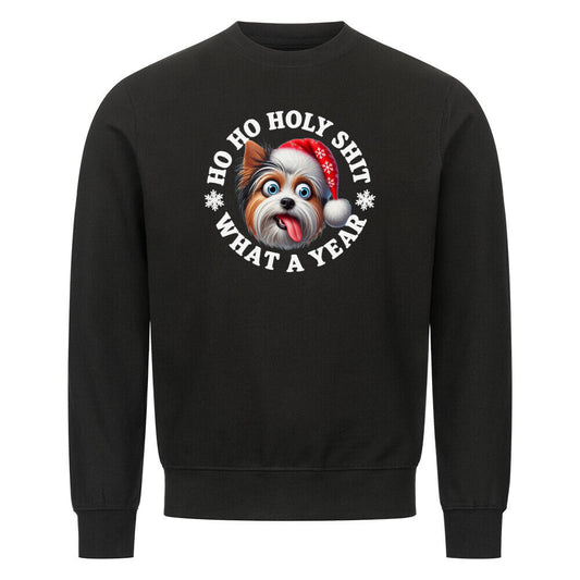Premium Sweatshirt "Biewer Terrier - HO HO..." Schwarz – hunde-shirt.de